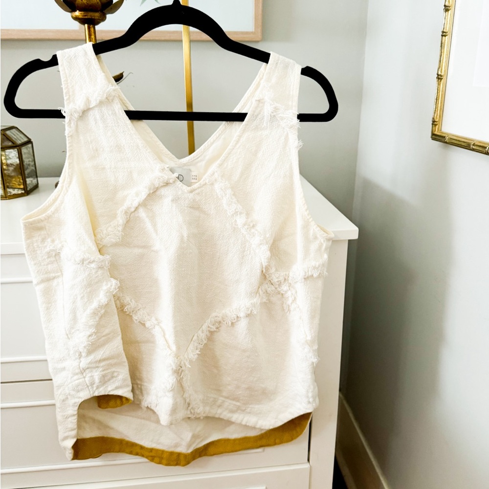 Anthropologie fringe diamond tank super well structured and not see through